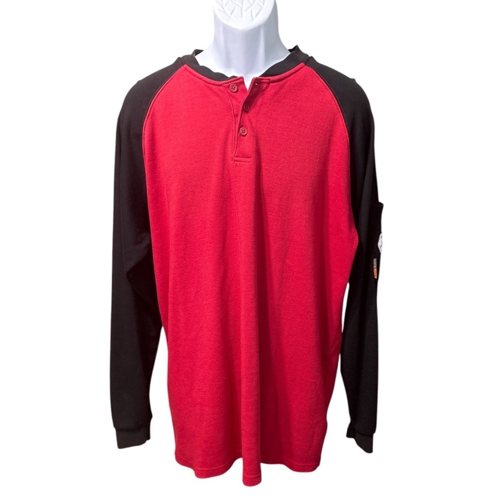 Konreco FR Red & Black Henley Shirt, XL, Flame Resistant Fire Retardant CAT2